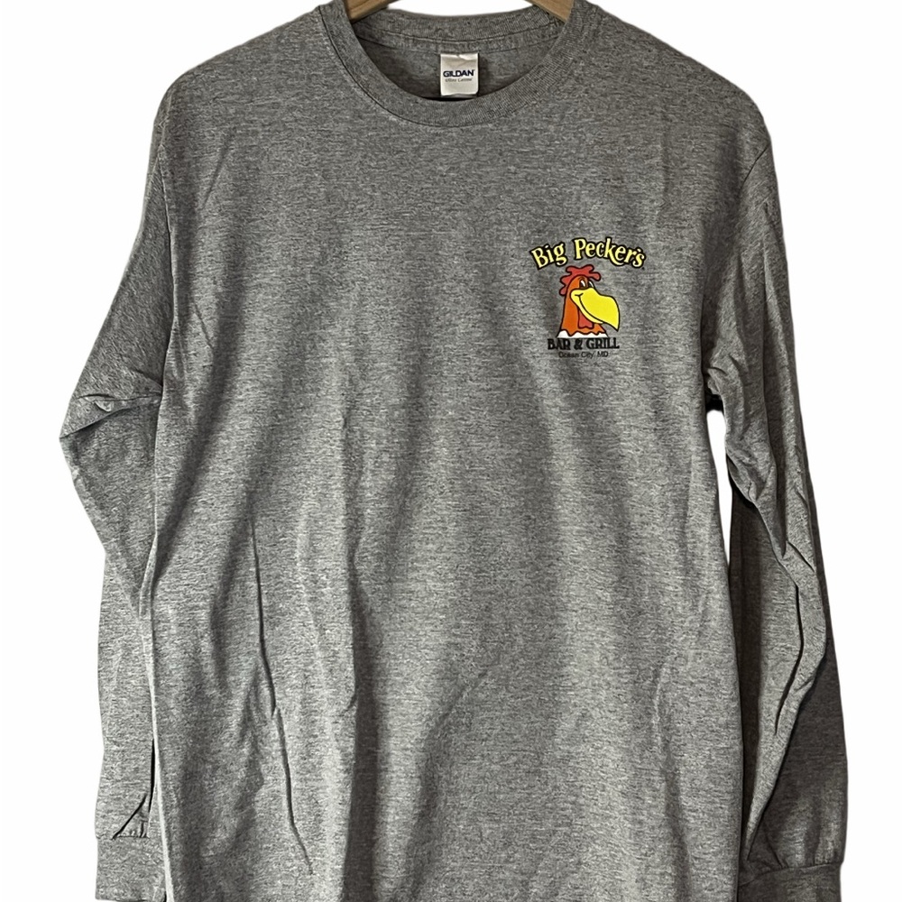 Gildan Heather Gray Graphic Long Sleeve T-Shirt - Picture 6 of 11